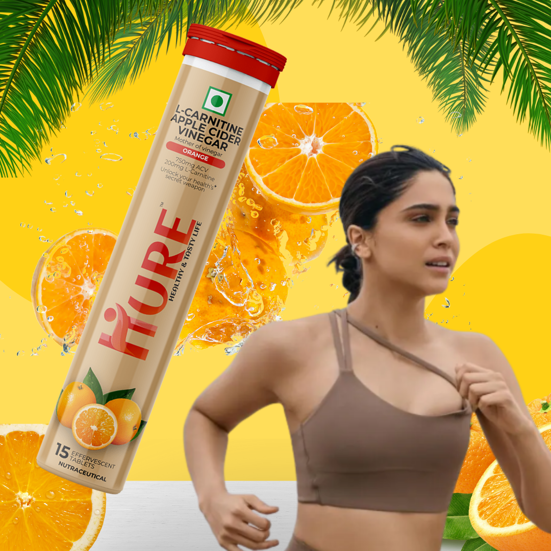HURE L-Carnitine ACV 15 effervescent tablets | Orange | Pack of 2