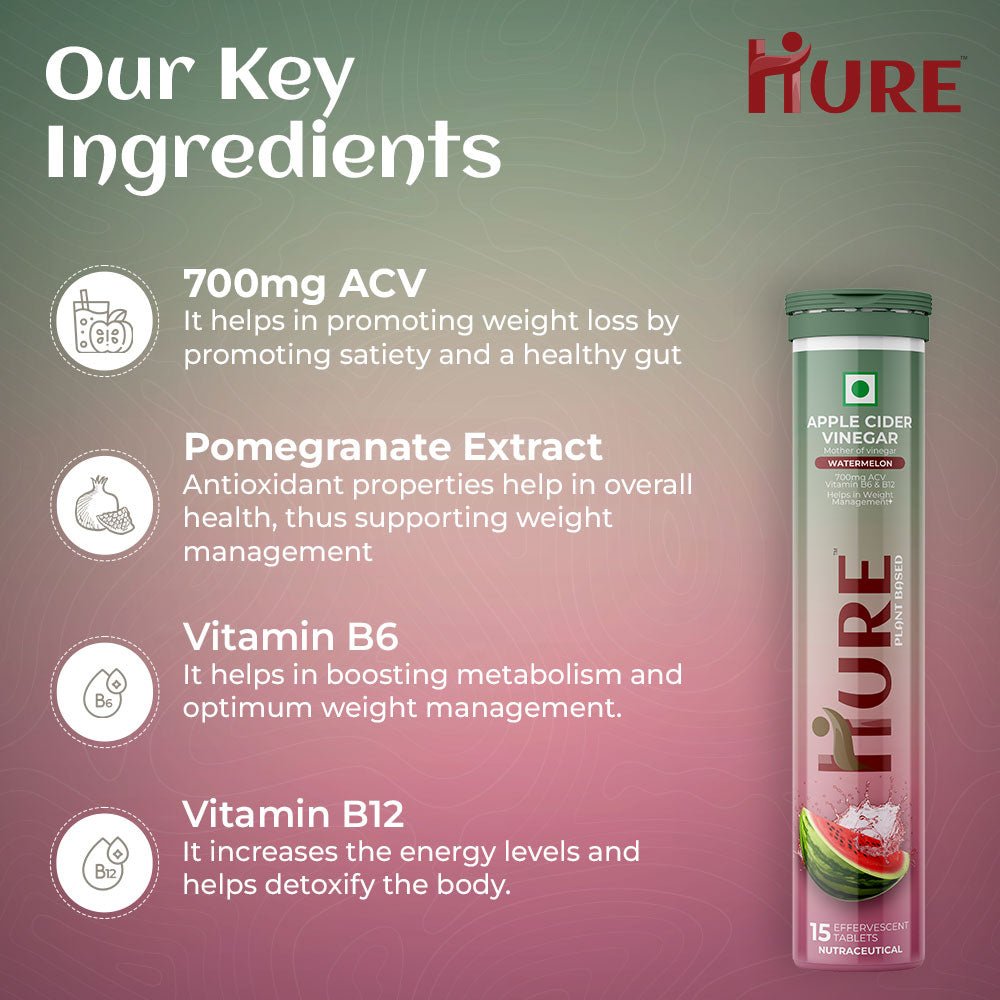 HURE ACV Moringa 15 Effervescent Tablets - Pack of 2