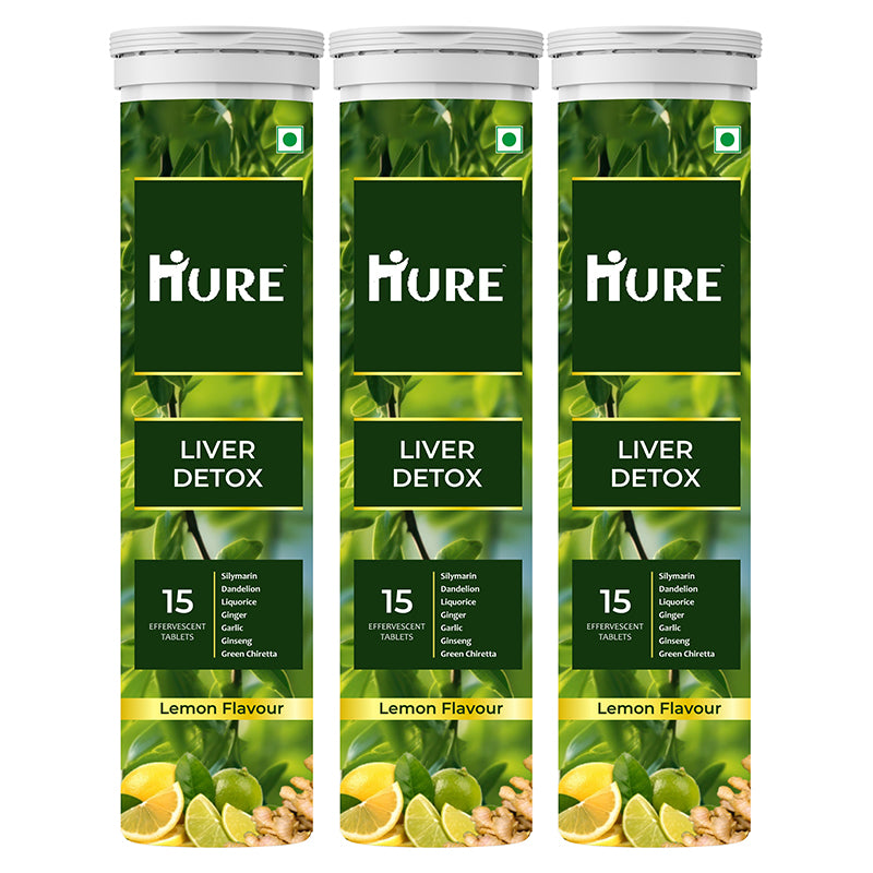 HURE Liver Detox 45 Effervescent Tablets | Pack of 3