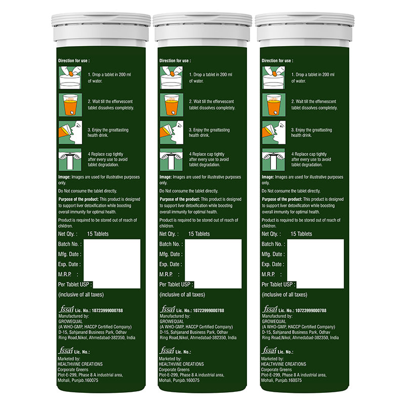 HURE Liver Detox 45 Effervescent Tablets | Pack of 3