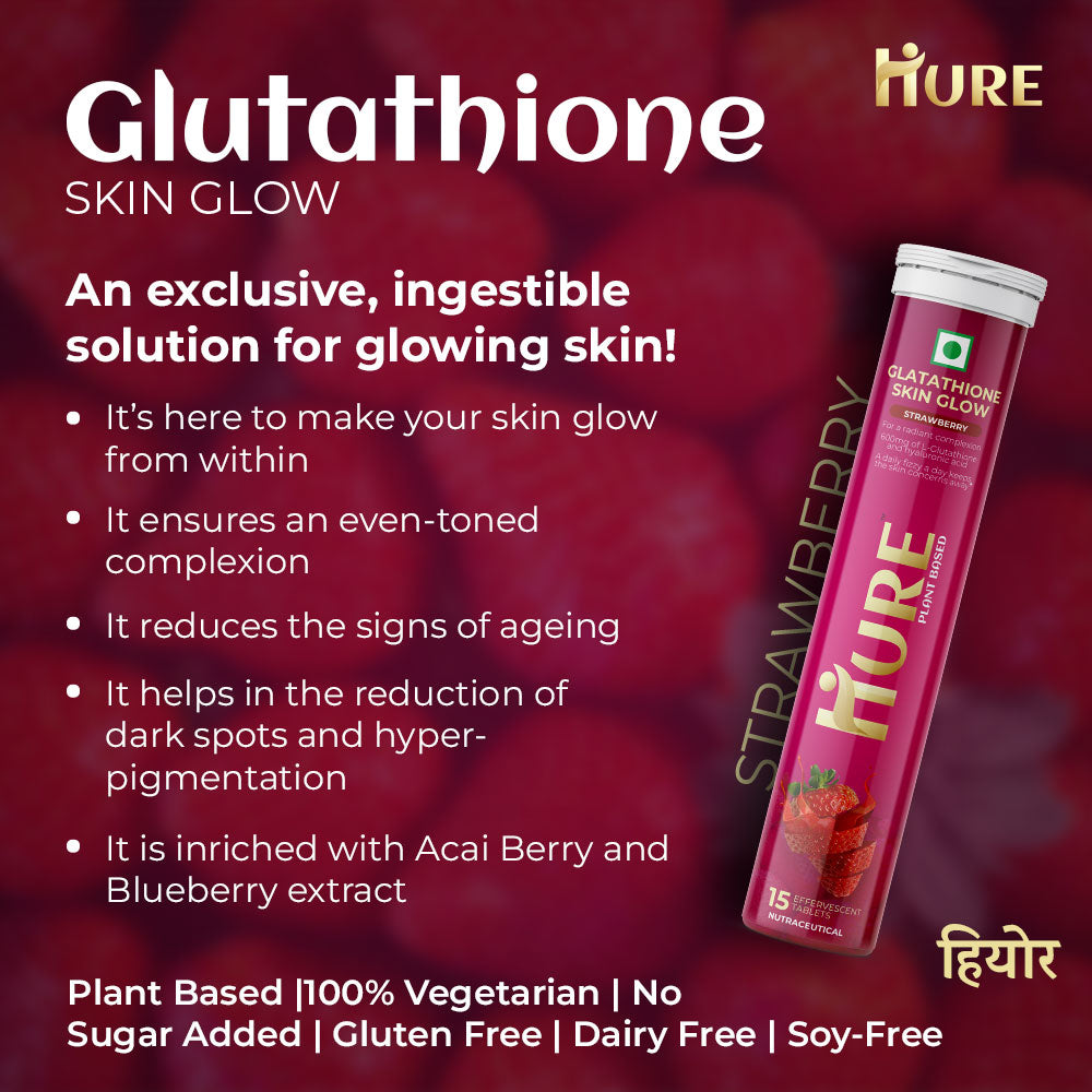 HURE Glutathione 180 effervescent tablets (Strawberry) | 3 Month Pack