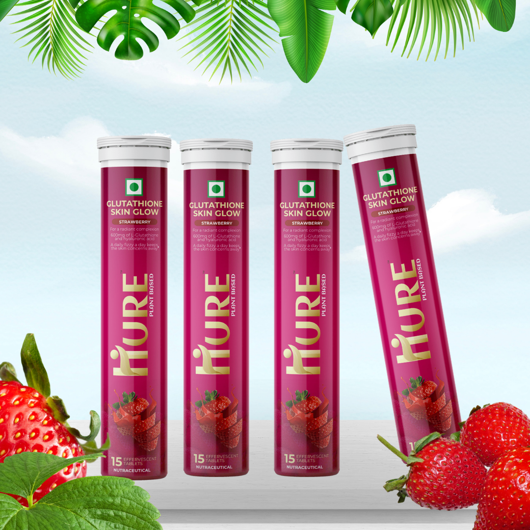 HURE Glutathione 180 effervescent tablets (Strawberry) | 3 Month Pack