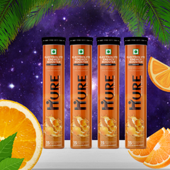 HURE Electrolyte Energy Booster 15 effervescent tablets (Orange) | Pack of 2
