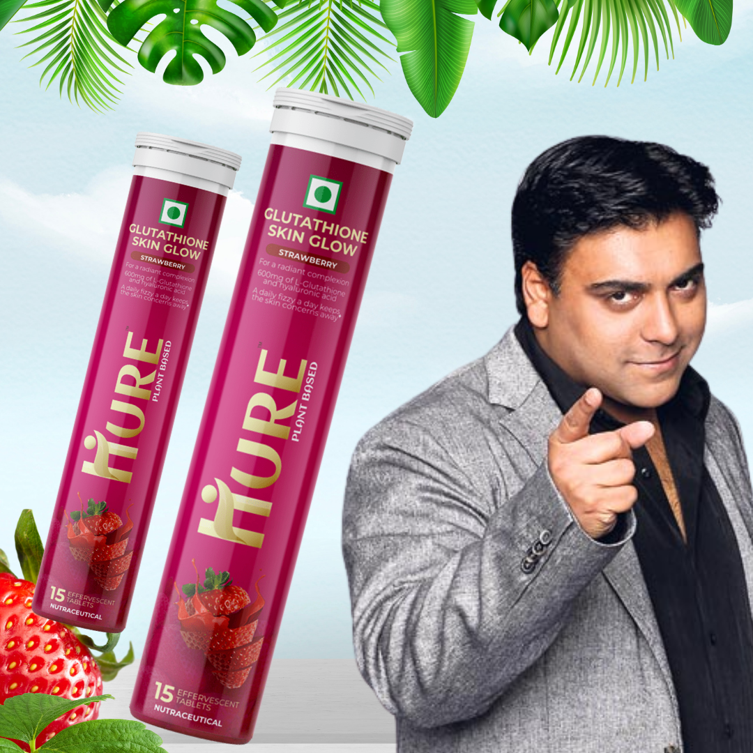 HURE Glutathione 180 effervescent tablets (Strawberry) | 3 Month Pack