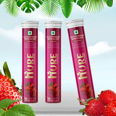HURE Glutathione 180 effervescent tablets (Strawberry) | 3 Month Pack