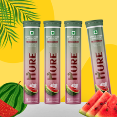 HURE Apple Cider Vinegar 15 Effervescent Tablets (Watermelon) | Pack of 4