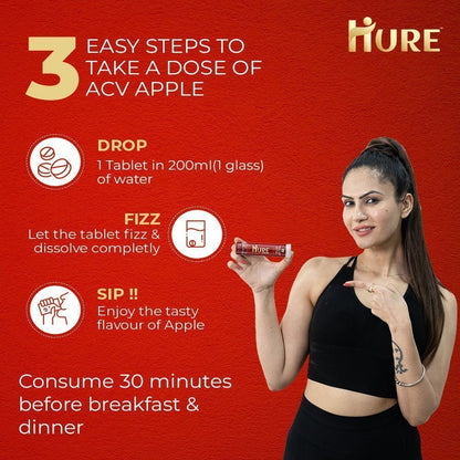 HURE Apple Cider Vinegar 15 Effervescent Tablets - Hure