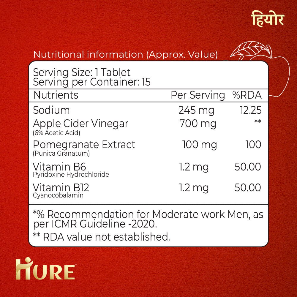 HURE Apple Cider Vinegar 15 Effervescent Tablets - Hure