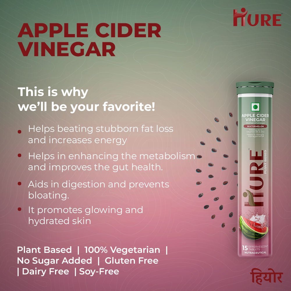 HURE Apple Cider Vinegar 15 Effervescent Tablets (Watermelon) - Hure