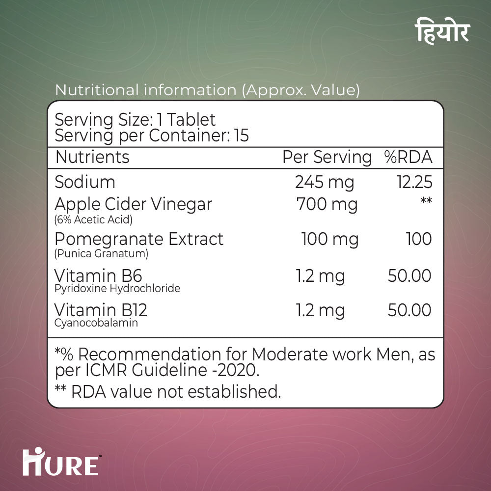 HURE Apple Cider Vinegar 15 Effervescent Tablets (Watermelon) - Hure