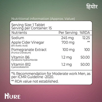 HURE Apple Cider Vinegar 15 Effervescent Tablets (Watermelon) - Hure