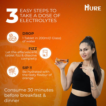 HURE Electrolyte Energy Booster 15 effervescent tablets (Orange)