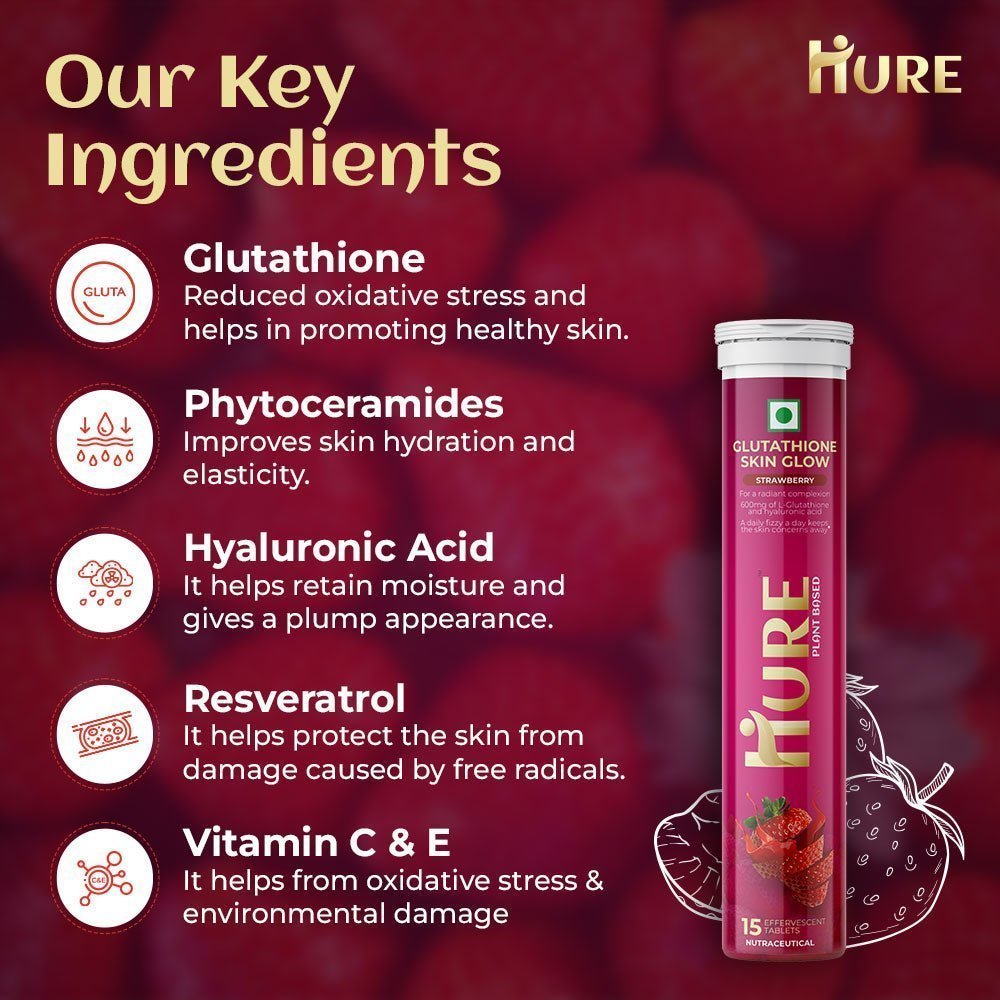 HURE Glutathione 15 effervescent tablets (Strawberry) - Hure