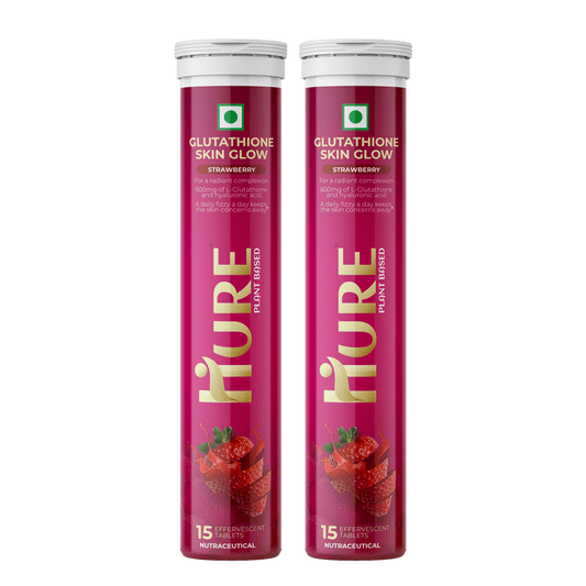 HURE Glutathione 15 effervescent tablets (Strawberry) | Pack of 2 - Hure