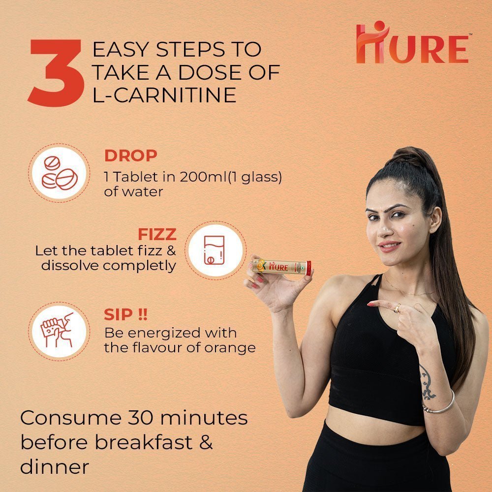 HURE L-Carnitine ACV 15 effervescent tablets | Orange - Hure