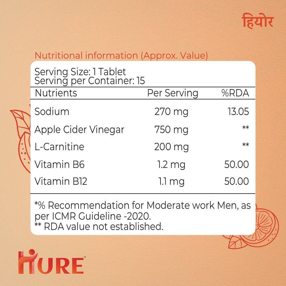 HURE L-Carnitine ACV 15 effervescent tablets | Orange - Hure