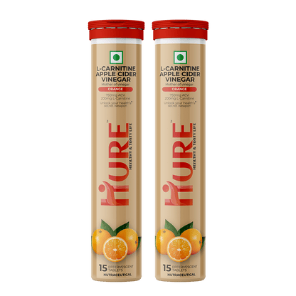 HURE L-Carnitine ACV 15 effervescent tablets | Orange | Pack of 2 - Hure